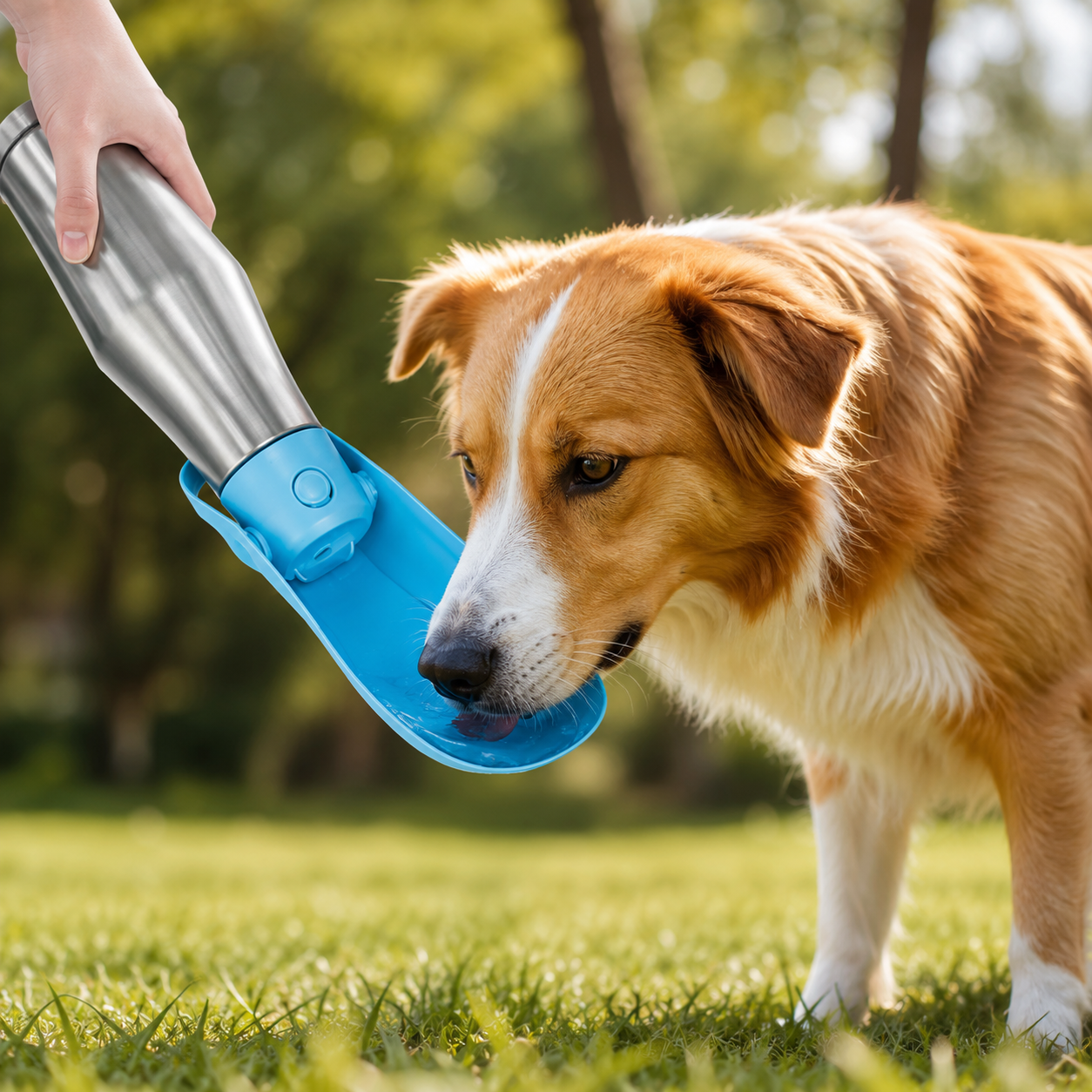 Borraccia Portatile per Cani ZampaLù – 800 ml in Acciaio Inox con Vaschetta Integrata