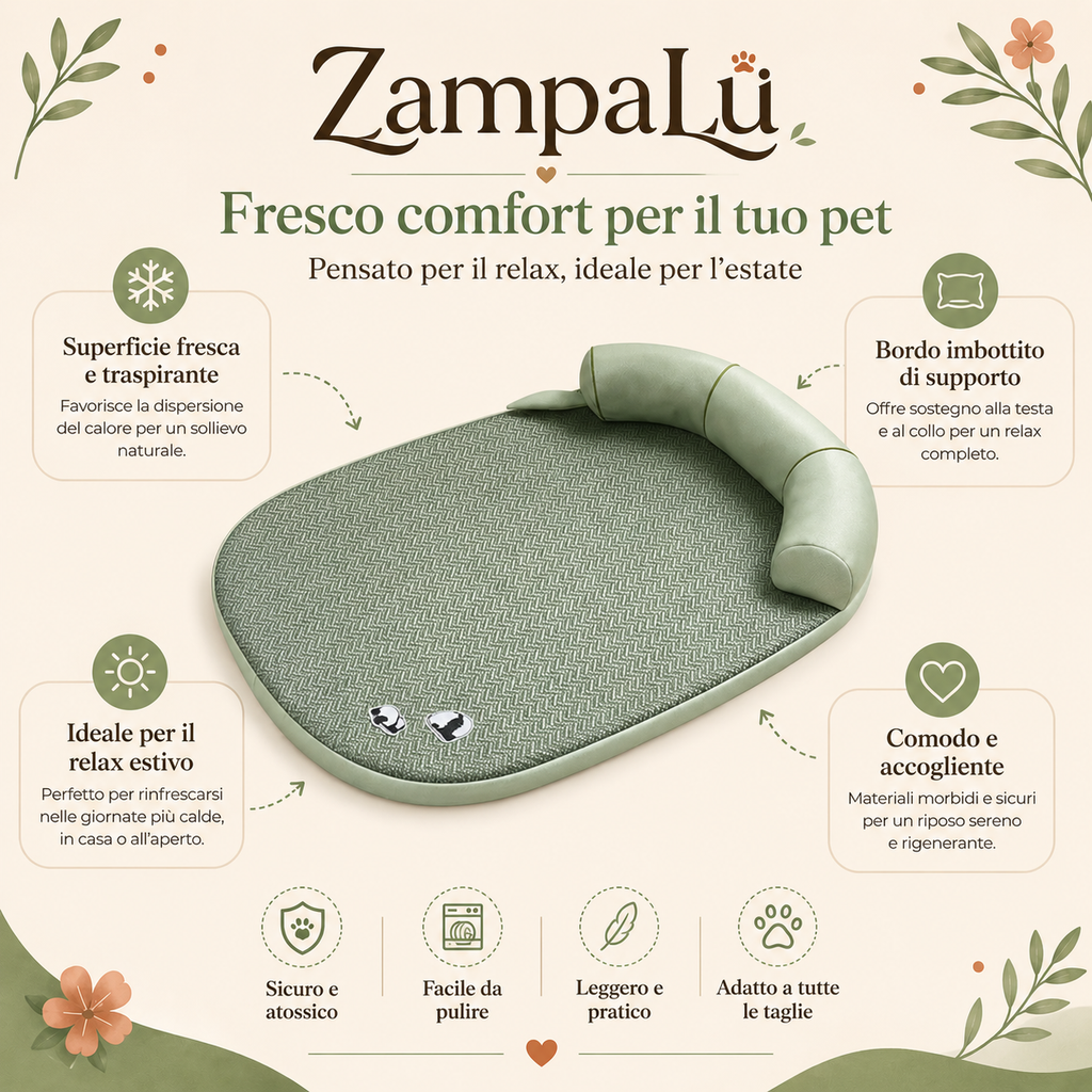 FreshNap ZampaLù – Lettino Rinfrescante per Cani e Gatti