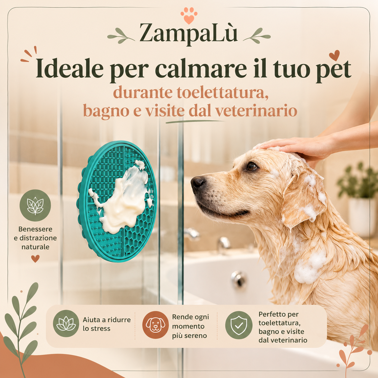 Ciotola slow feeder per cani con lick mat con inserto removibile.
