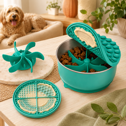Ciotola slow feeder per cani con lick mat con inserto removibile.